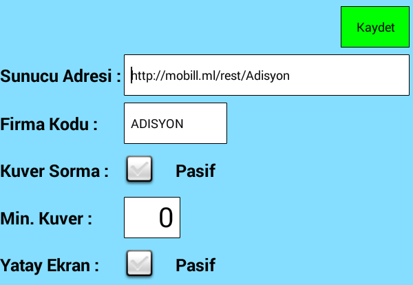 Ayarlar resimdeki gibi olmalıdır.
